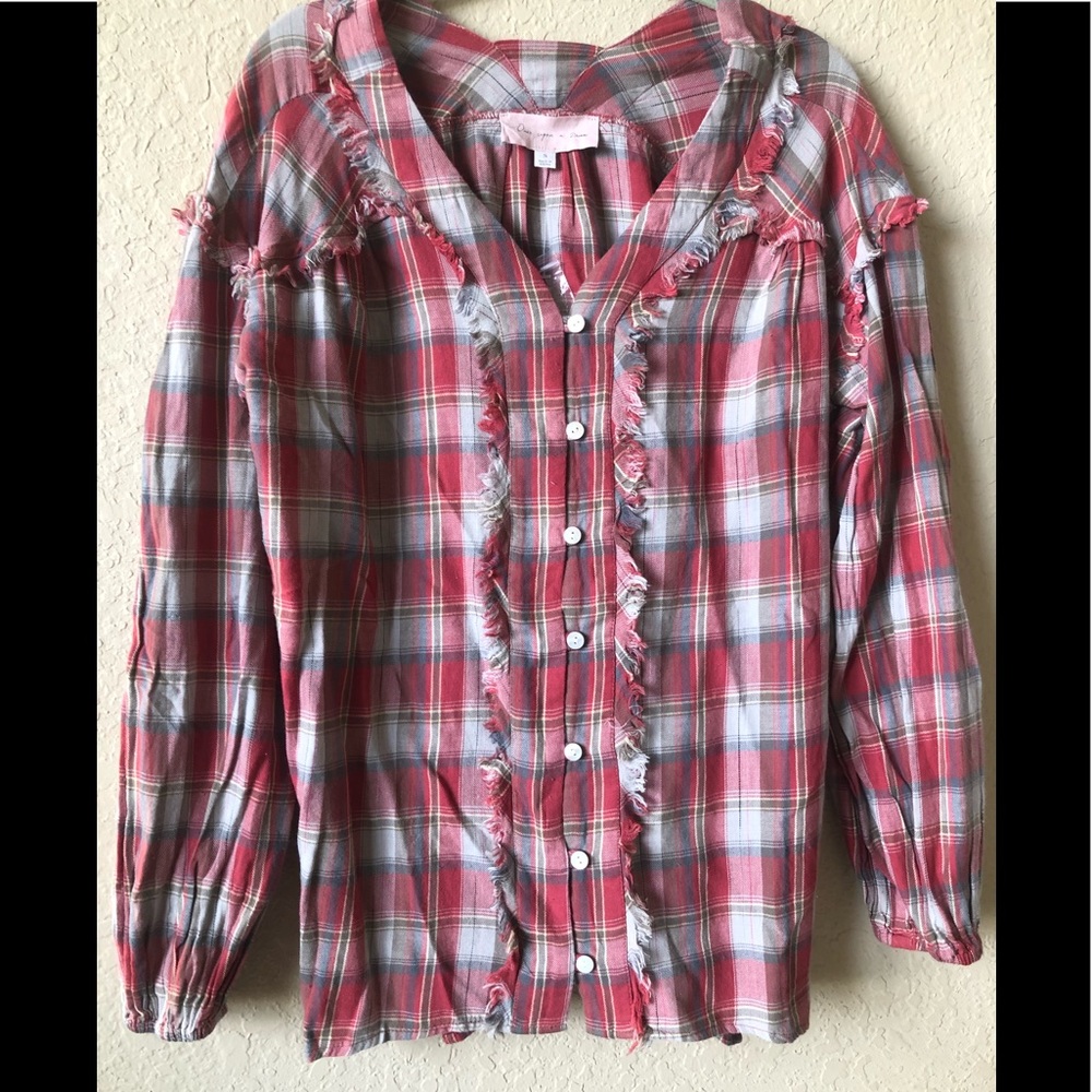 Anthropology Once Upon A Dream Red Plaid Shirt
